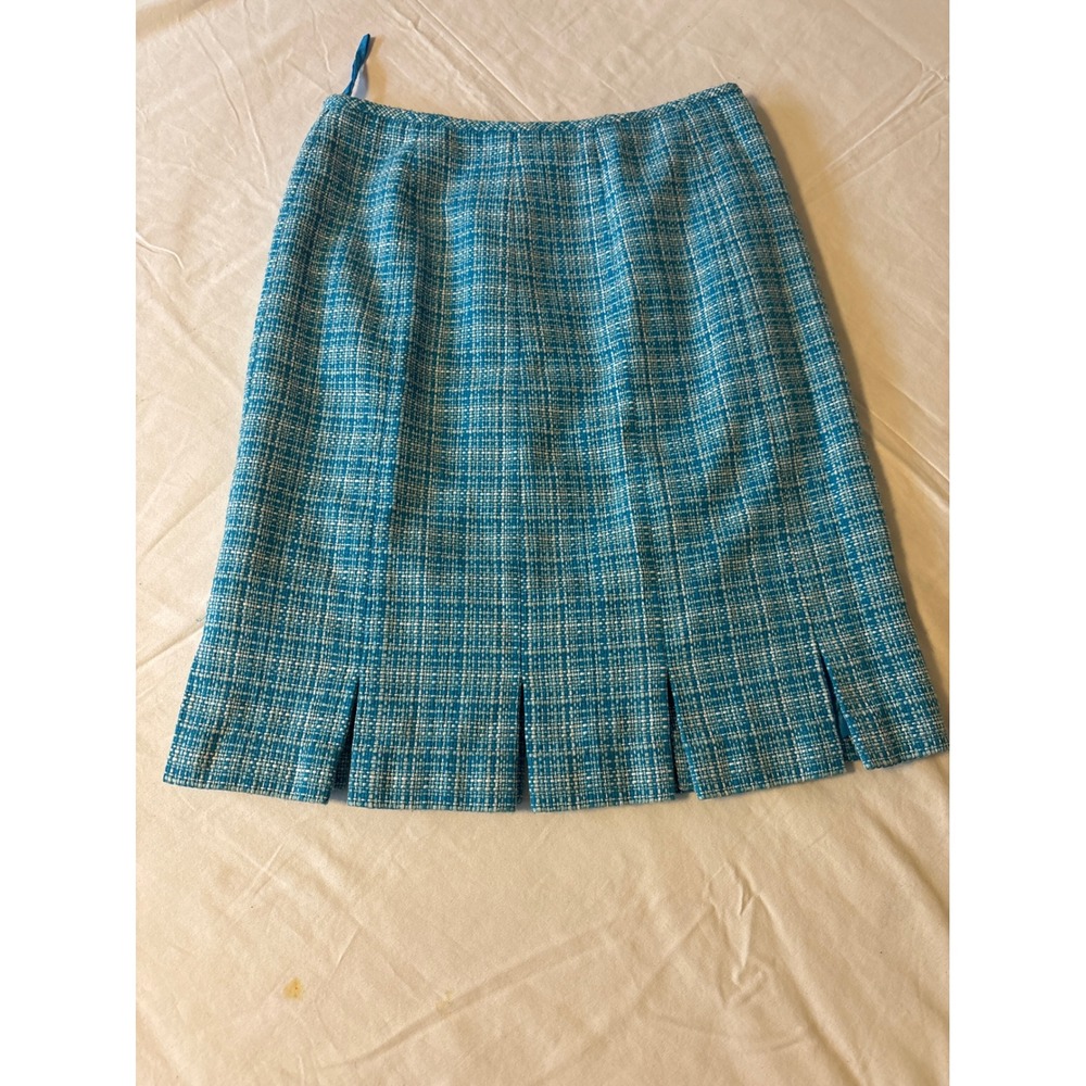 Le Suit Skirt Women 6P Blue  Tweed Pleated Hem Professional 5D869B061